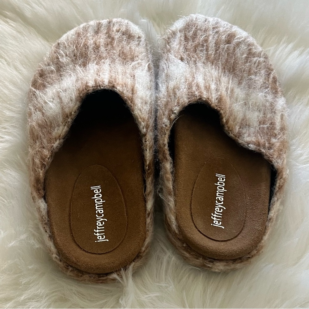 Jeffrey Campbell Pony Hair Tartan Slip-On Mules Beige Size 8 - Picture 5 of 9